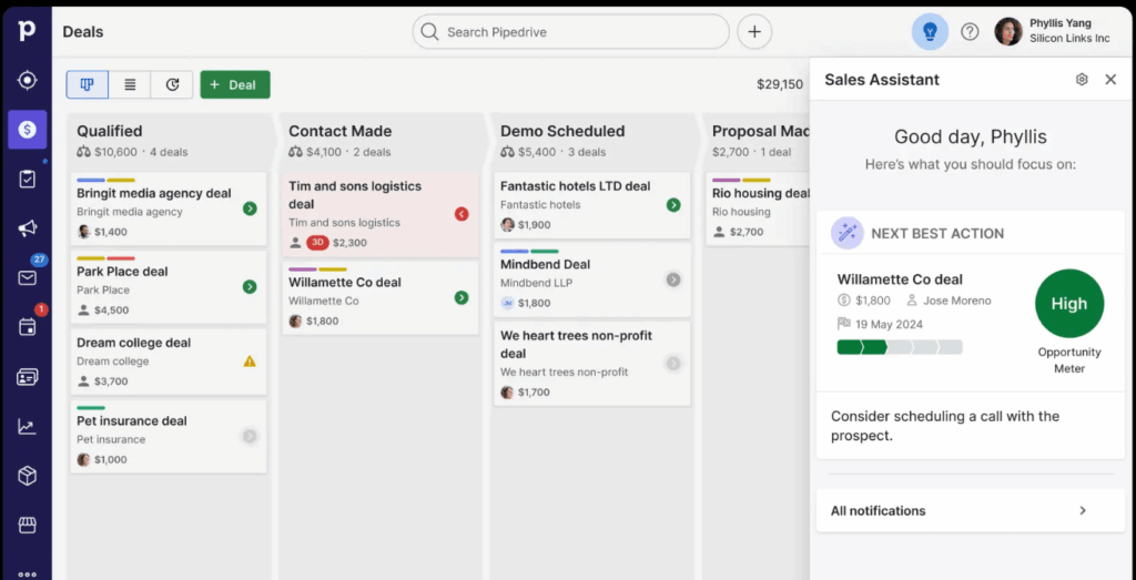 Pipedrive CRM software for small business sales and contact management