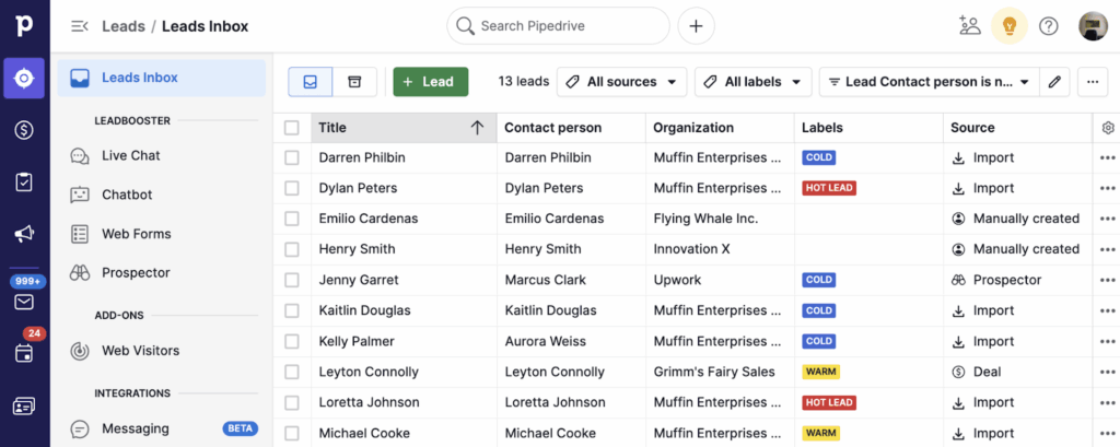 clunky pipedrive crm interface