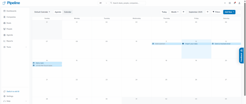 pipeline crm task calendar