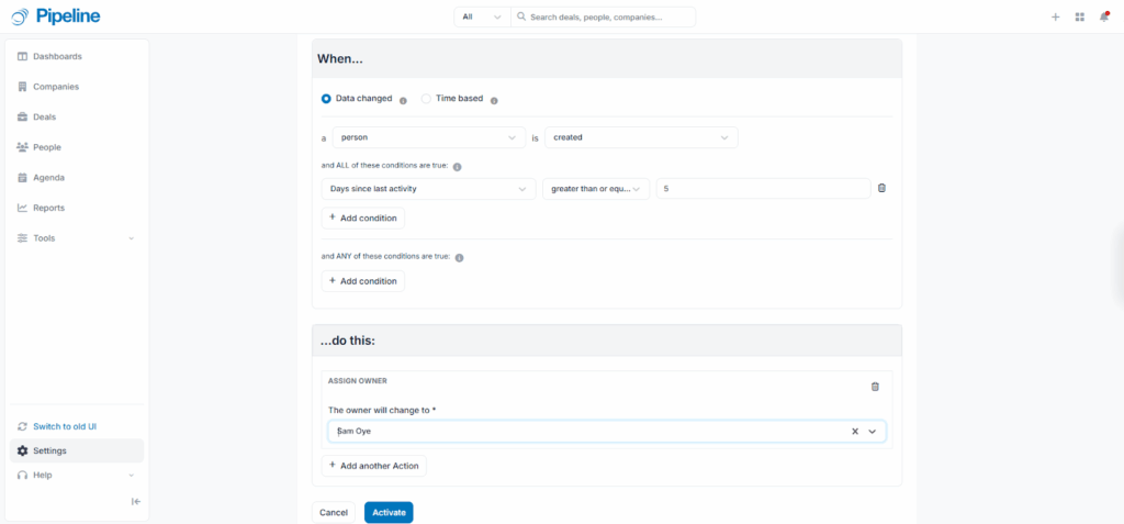 pipeline crm automation builder