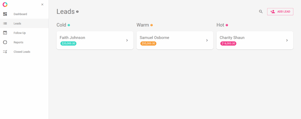 lead tracking app - pretty simple