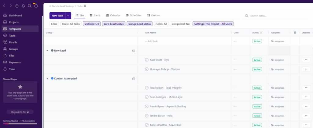 lead tracking software - projectco
