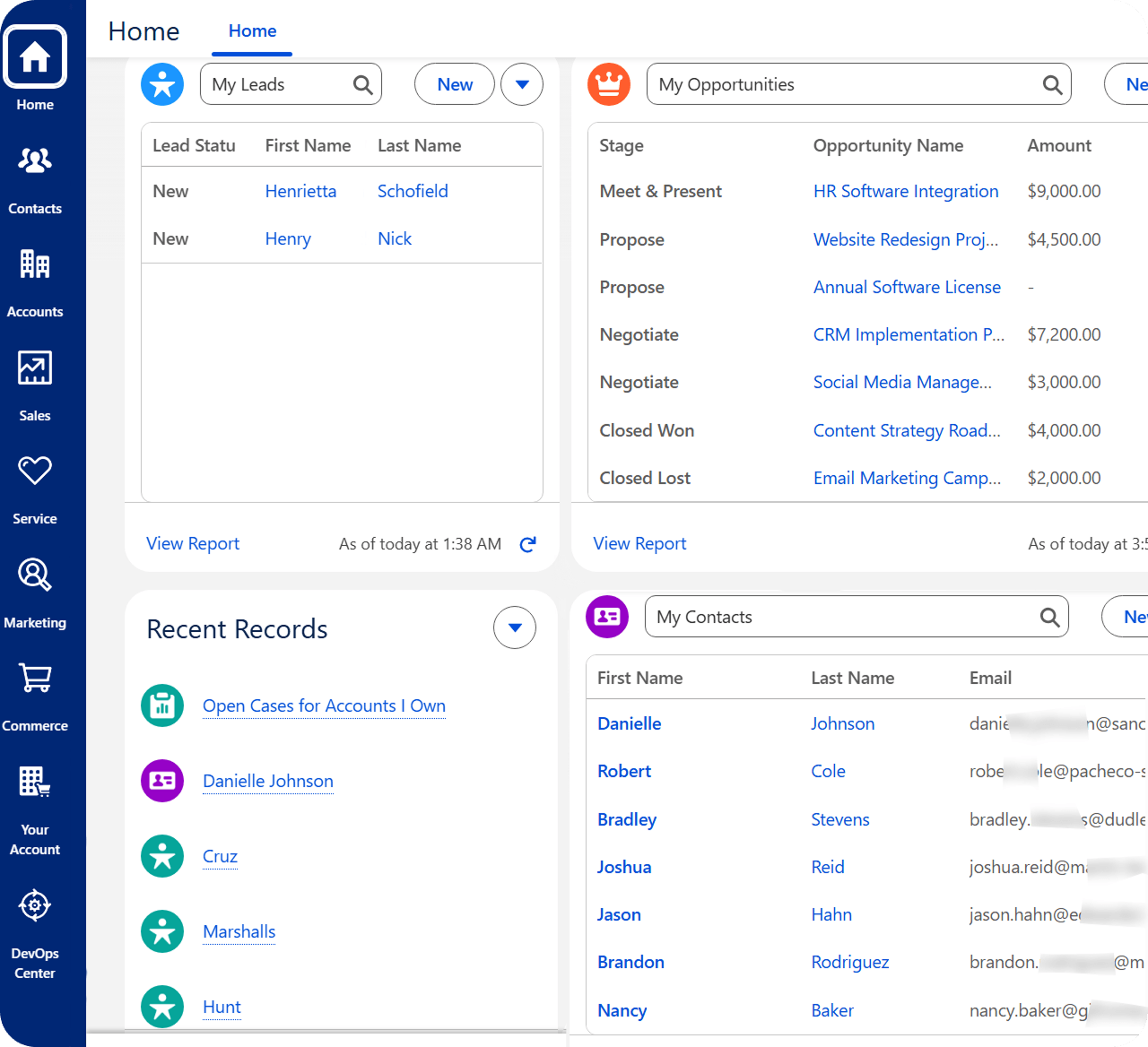 Salesforce interface