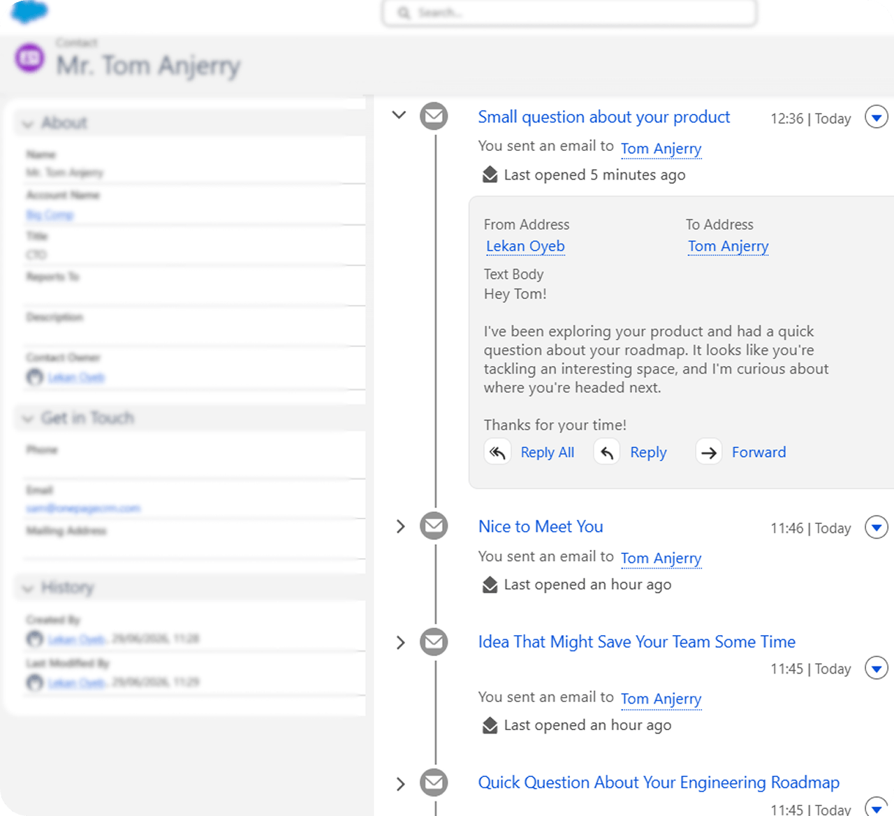 Salesforce email sync