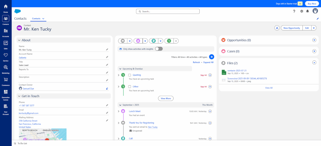 salesforce crm full contact profile