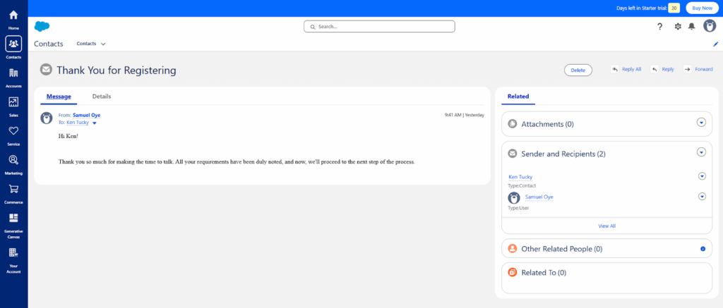 salesforce crm email logs