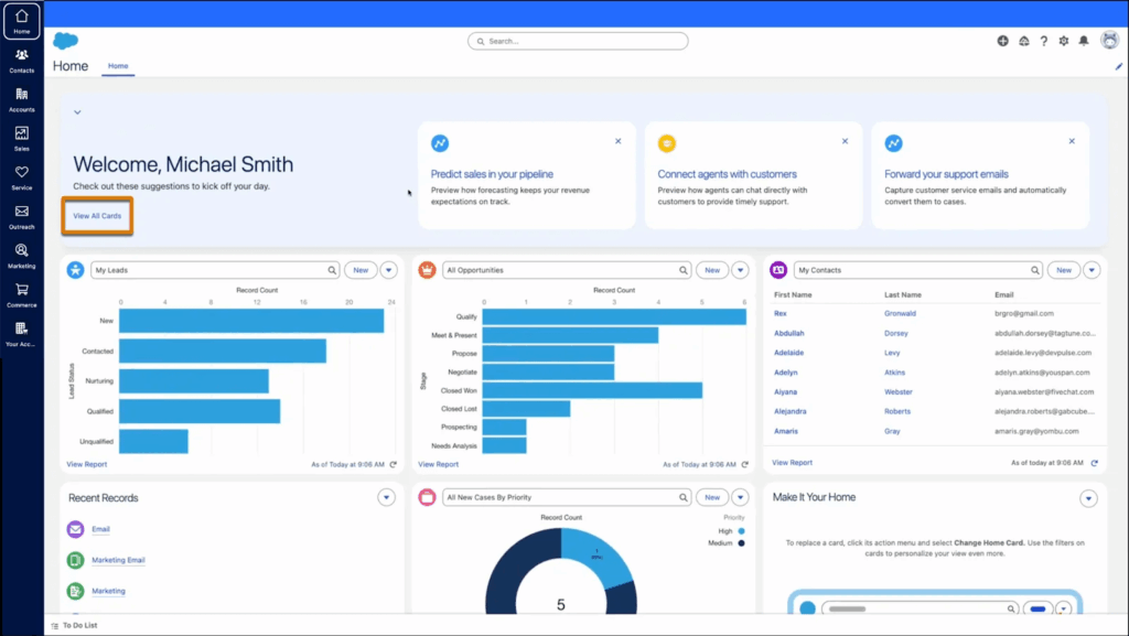 salesforce crm home page