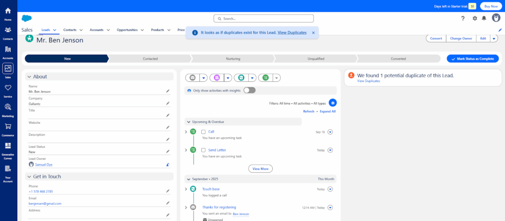 salesforce crm complete lead details