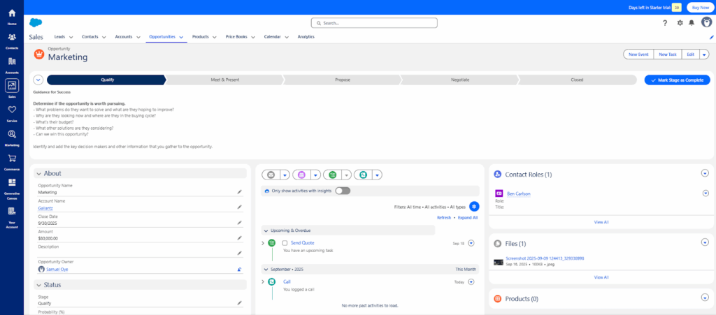 salesforce crm full opportunity details
