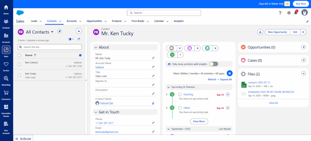 salesforce crm split-view