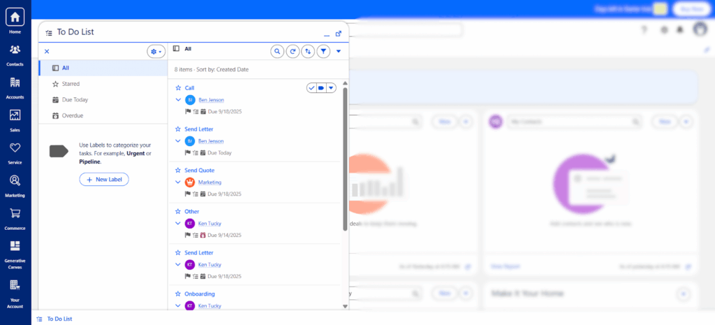 salesforce crm task list