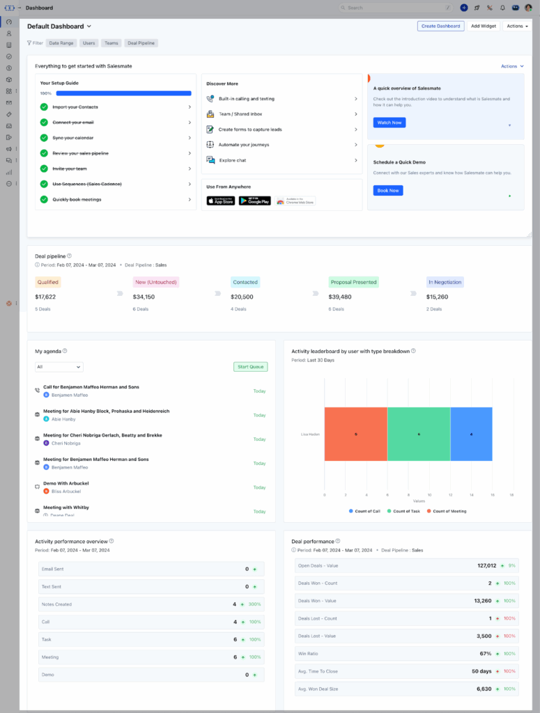salesmate crm dashboard