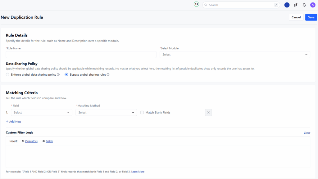 salesmate crm duplicate prevention
