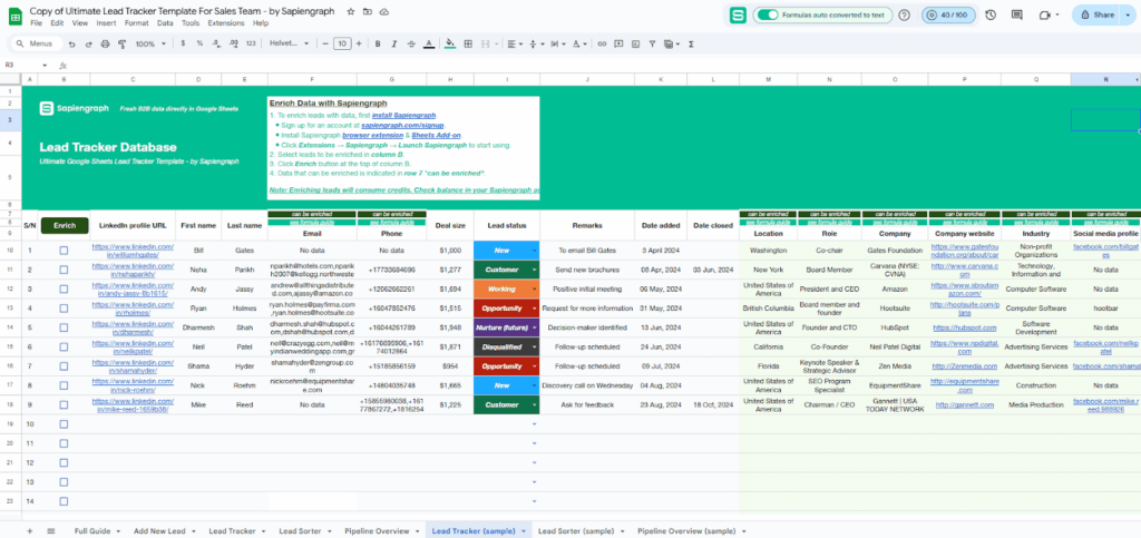 free lead management template by sapiengraph