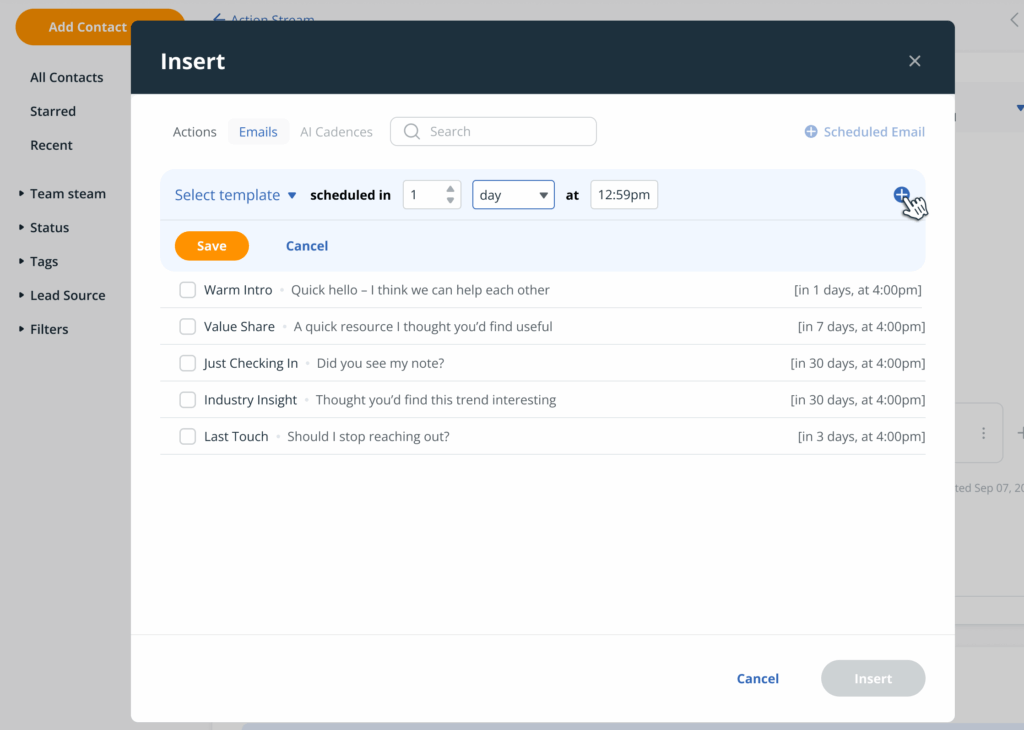 scheduled emails in crm