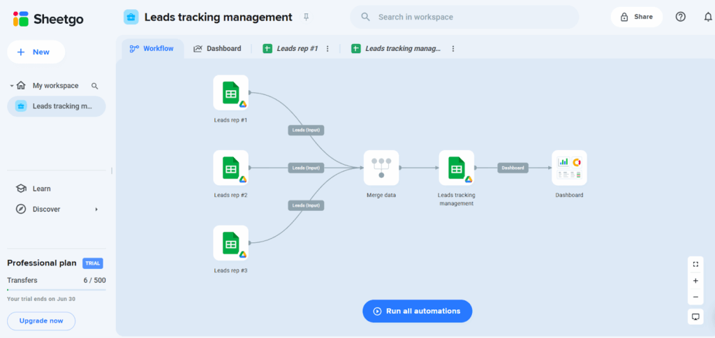 sheetgo for lead tracking