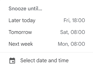snooze button in gmail