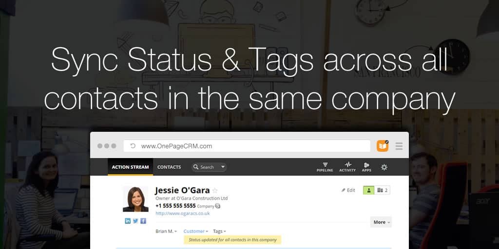 Sync Status & Tags across all contacts in the same company