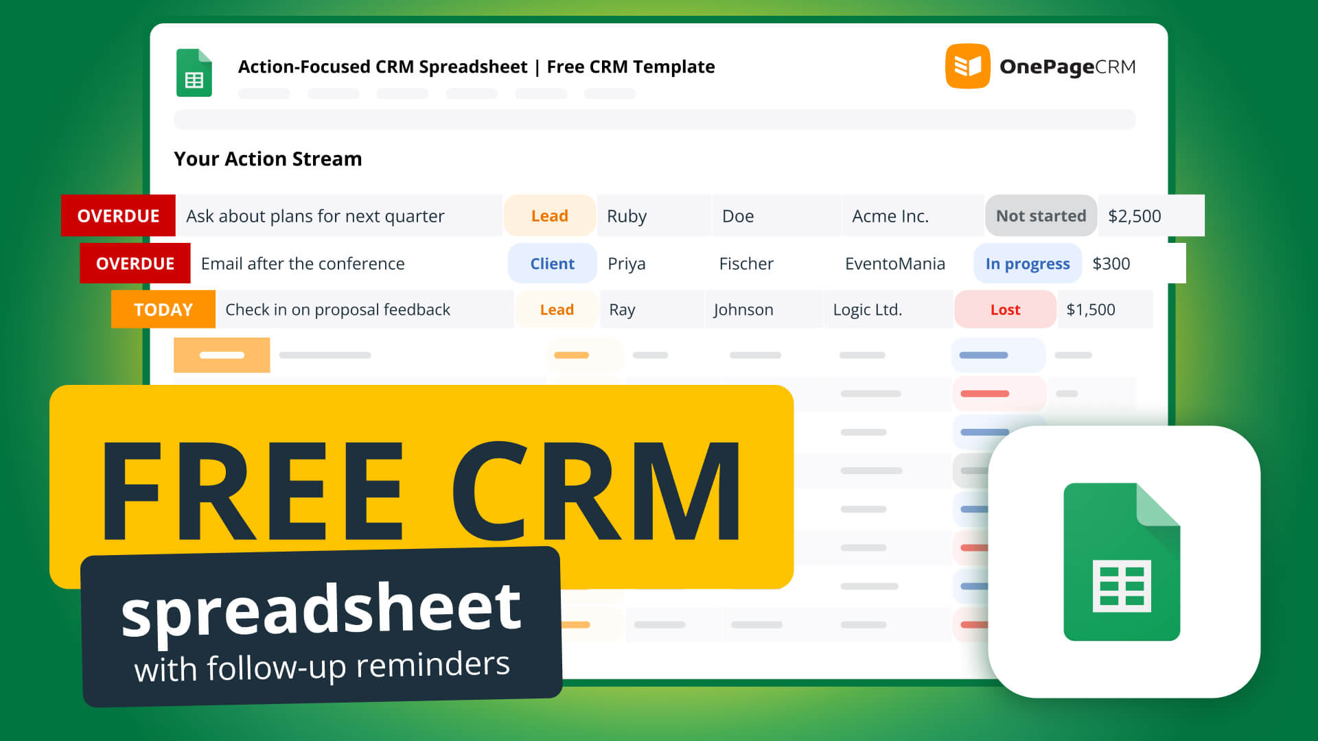 free crm spreadsheet