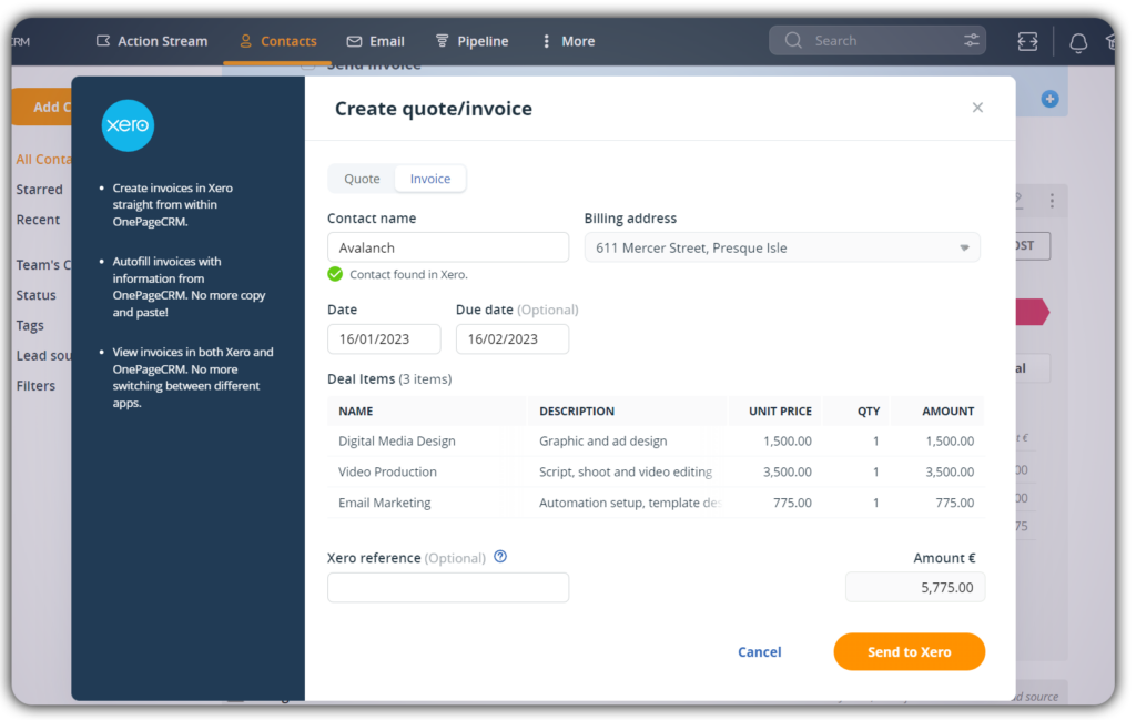 xero crm integration