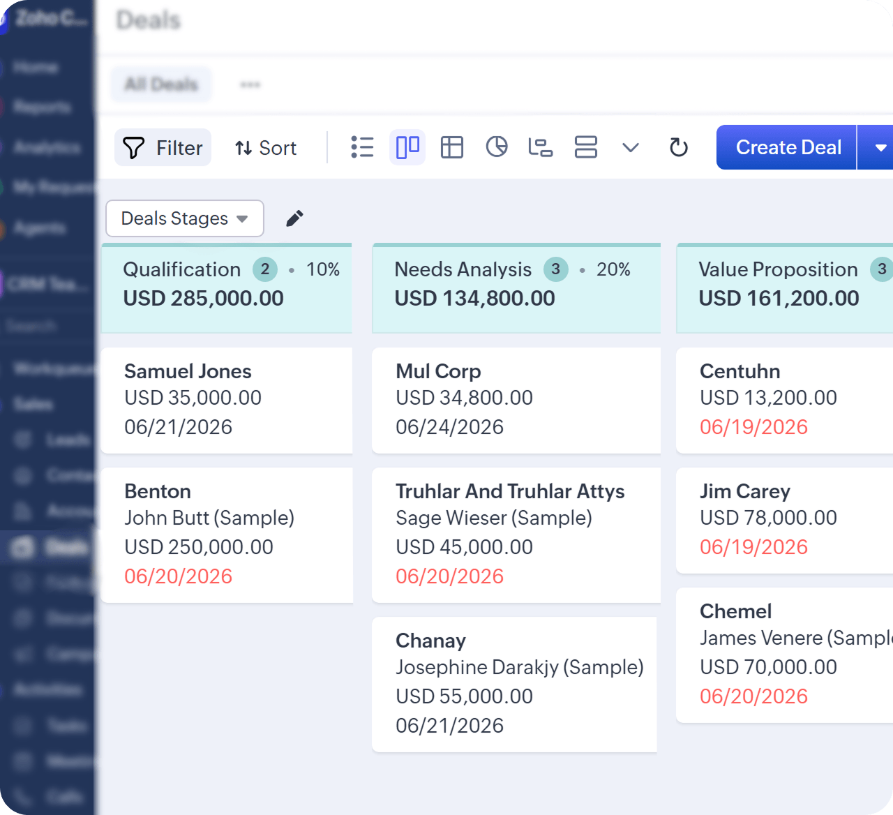 Zoho sales pipeline