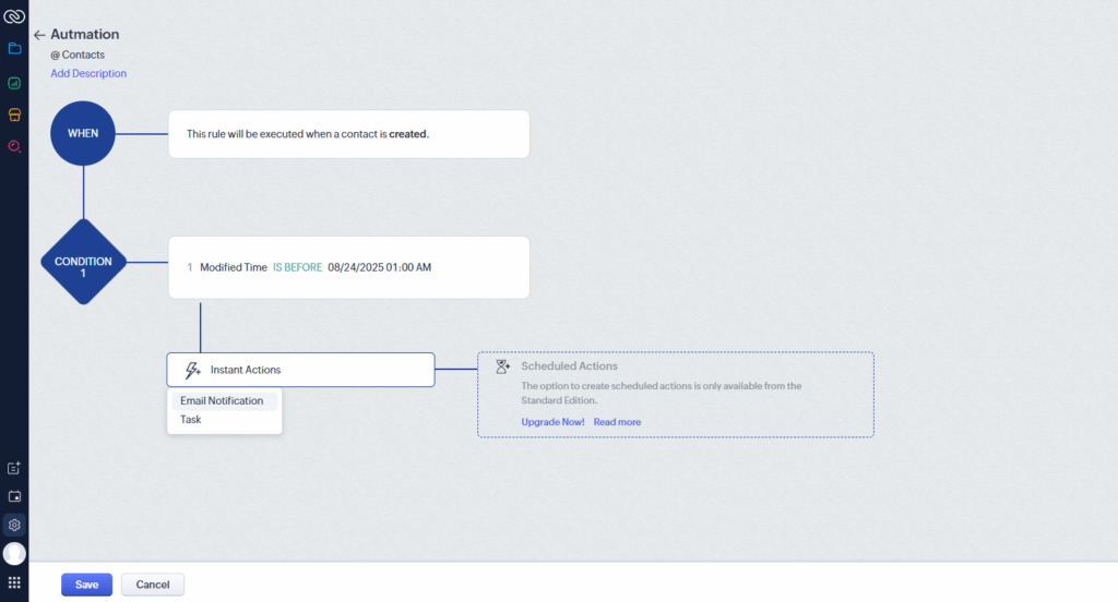 zoho crm automated workflow