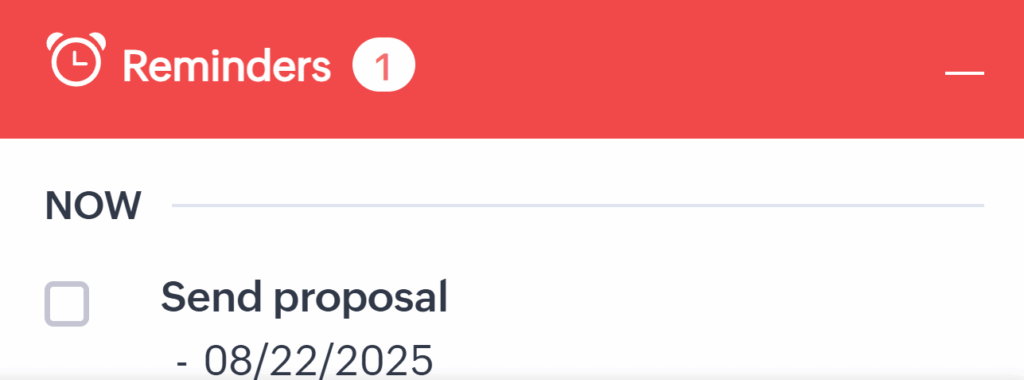 zoho crm task reminder